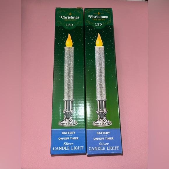 🌺Battery Operated LED Silver Candle Light (Set of 2) - Picture 1 of 5